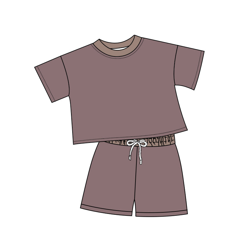 Baby boy dark brown top matching shorts  summer outfit preorder