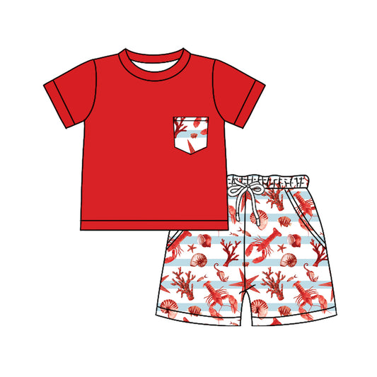 Baby boy crawfish pocket top matching shorts summer outfit preorder