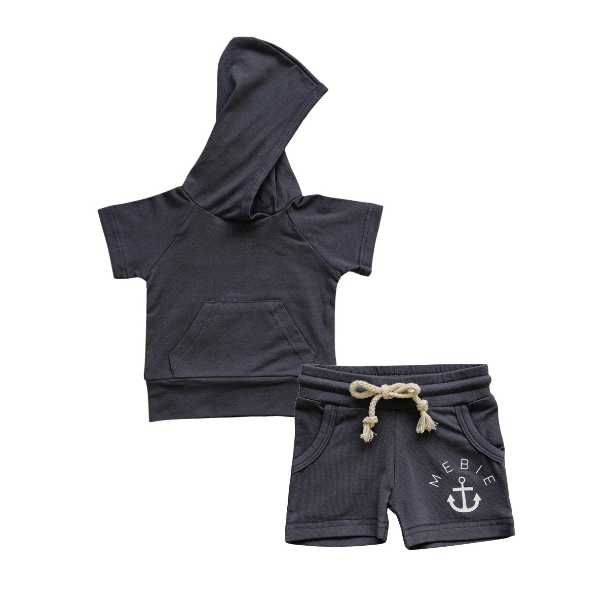 Baby girls black short sleeve hoodie outfit preorder