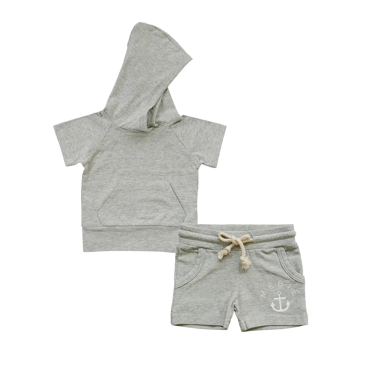 Baby girls grey short sleeve hoodie outfit preorder