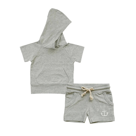 Baby girls grey short sleeve hoodie outfit preorder