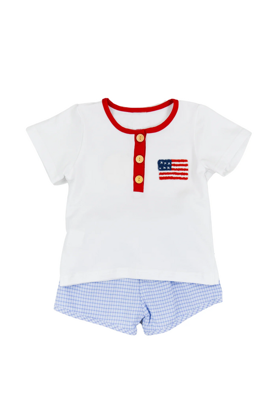 Infant baby boy America flag July 4th outfit preorder