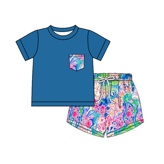 Baby boy floral pocket shirt matching shorts summer outfit preorder