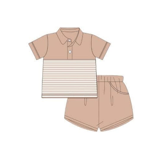 Baby boy khaki stripes summer outfit preorder