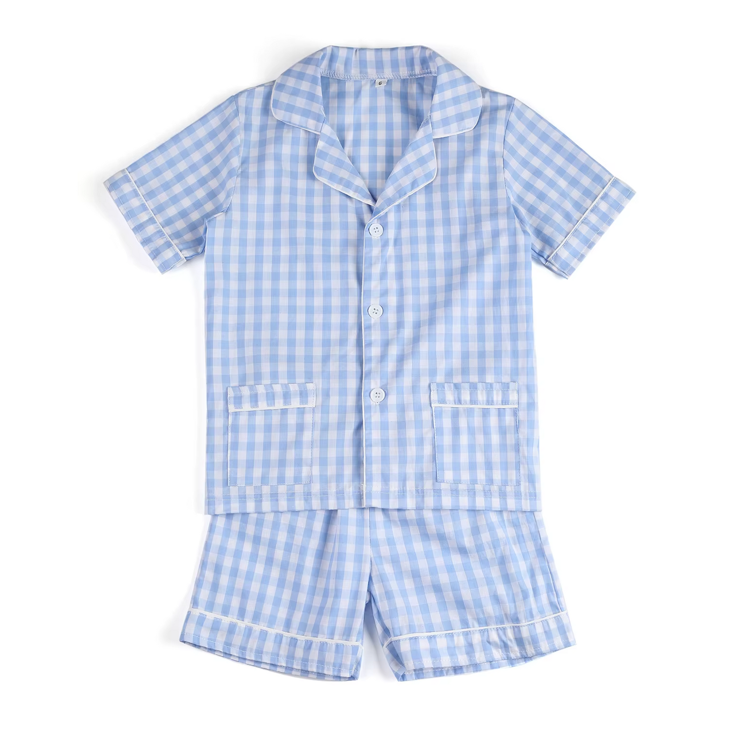 Baby boy blue plaid short sleeve pajama set preorder