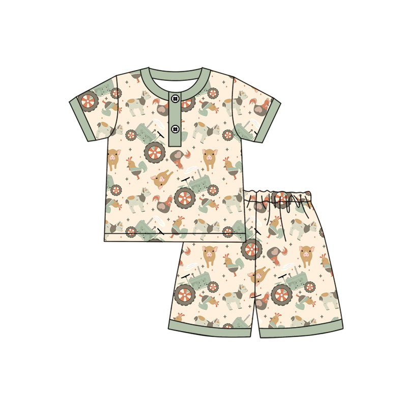 Farm animal tractor baby boy summer clothes preorder