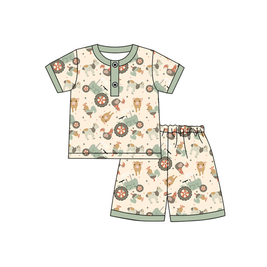 Farm animal tractor baby boy summer clothes preorder