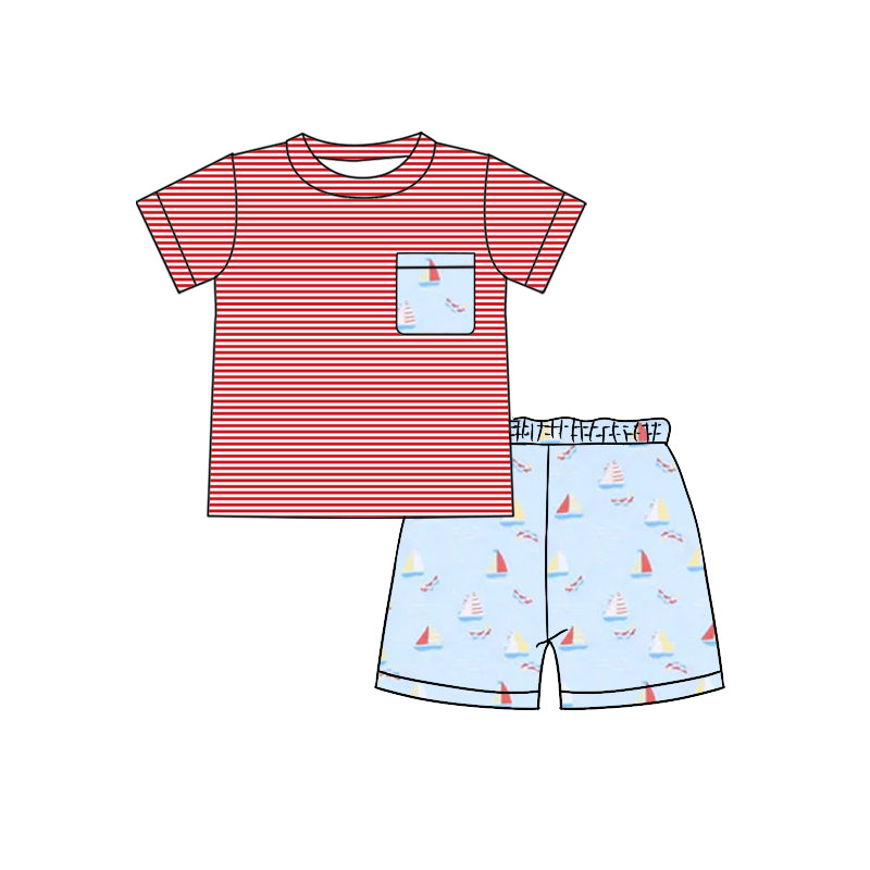 Sailboat design baby boy summer outfit preorder