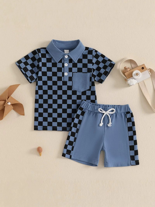 Baby boy checkered summer outfit preorder