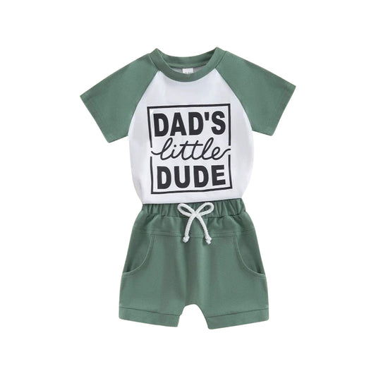 Dads little dude boy summer blue outfit preorder