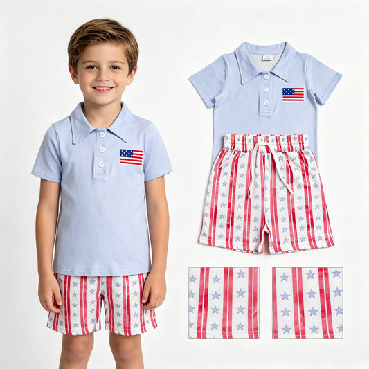 America flag July 4th boy summer outfit