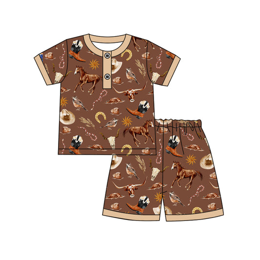Cowboy western rodeo boy summer pajama set preorder