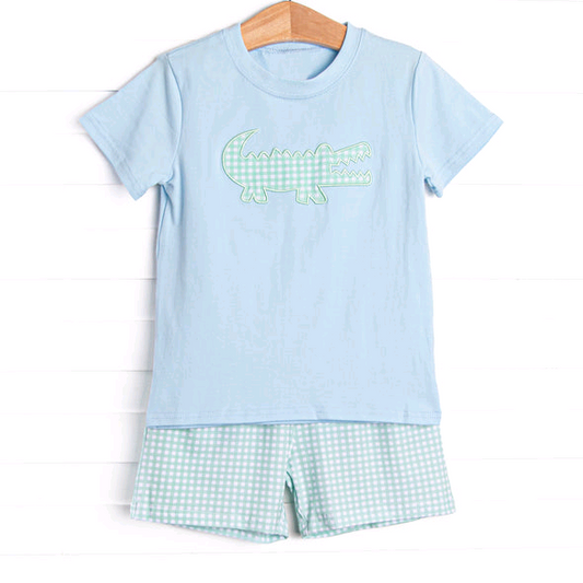 Baby boy crocodile  design summer outfit preorder