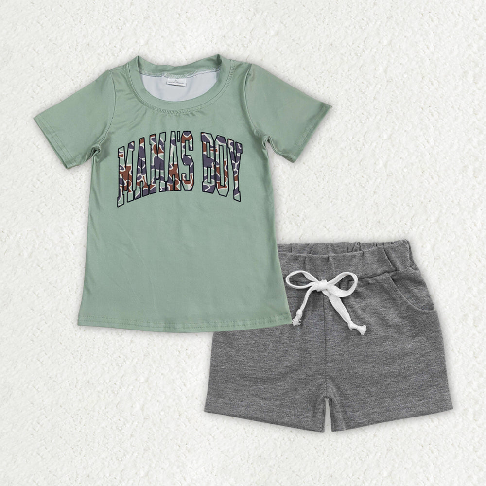 Mamas boy shirt grey shorts boy summer outfit