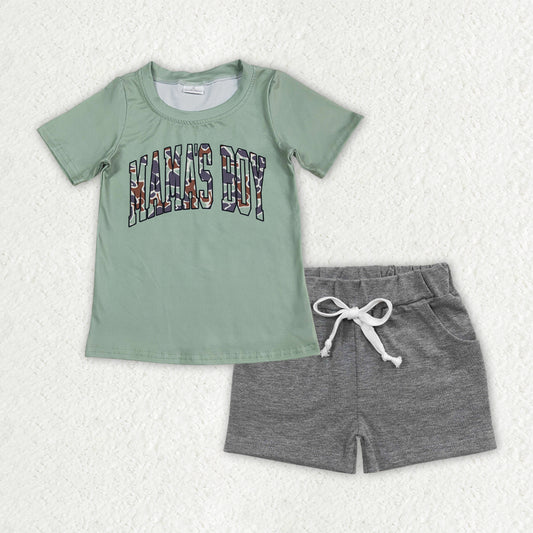 Mamas boy shirt grey shorts boy summer outfit