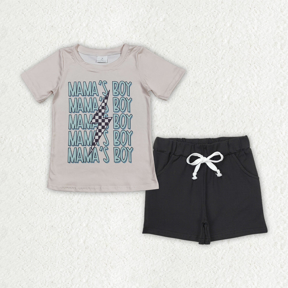 Mamas boy shirt black shorts boy summer outfit