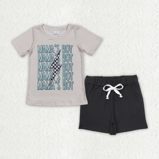 Mamas boy shirt black shorts boy summer outfit