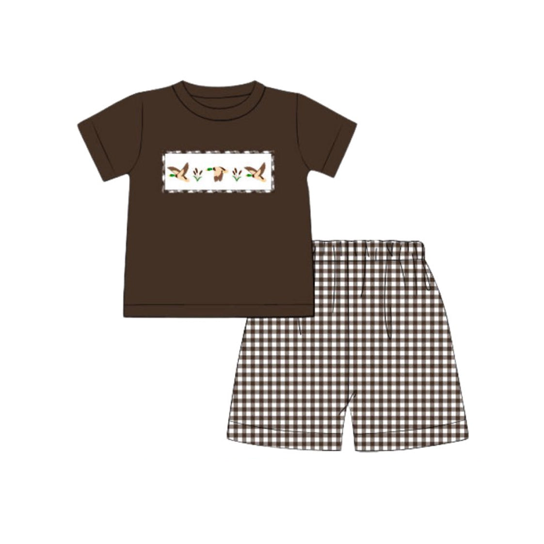 Mallard duck shirt plaid shorts boy summer outfit preorder