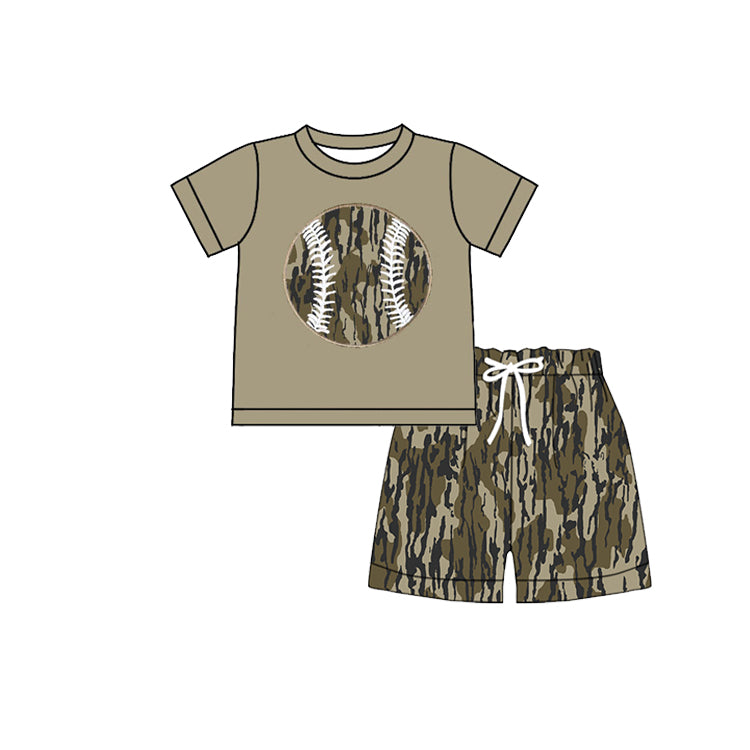 Baseball Camo shirt matching shorts boys summer outfit preorder