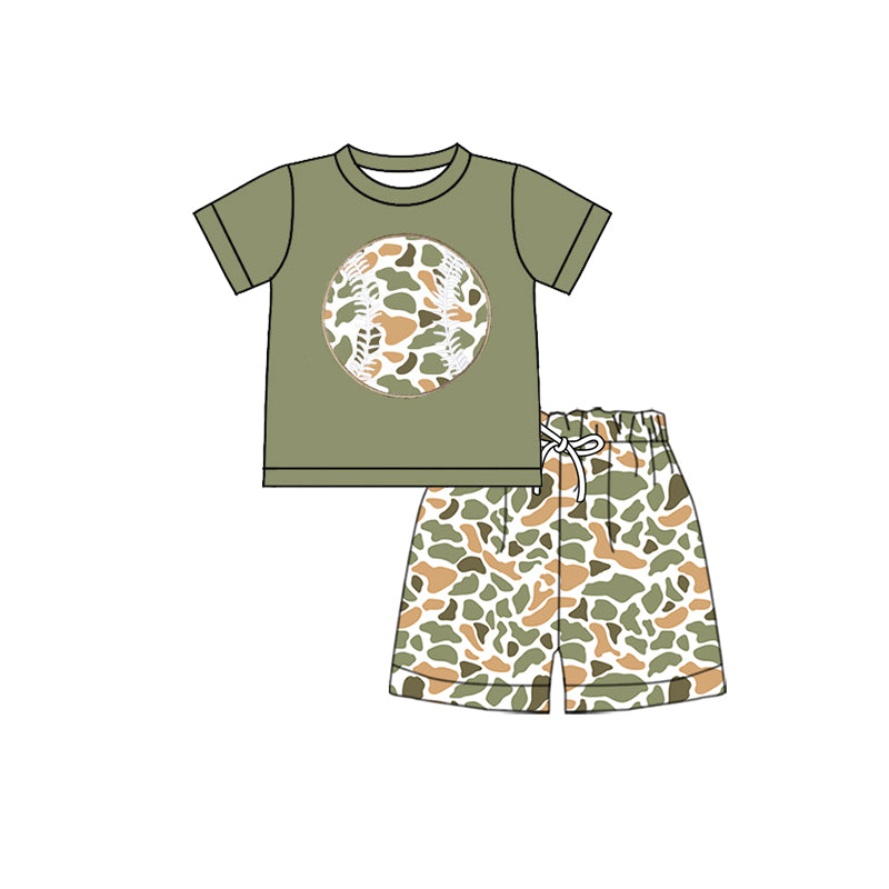 Baseball Camo shirt matching shorts boys summer outfit preorder