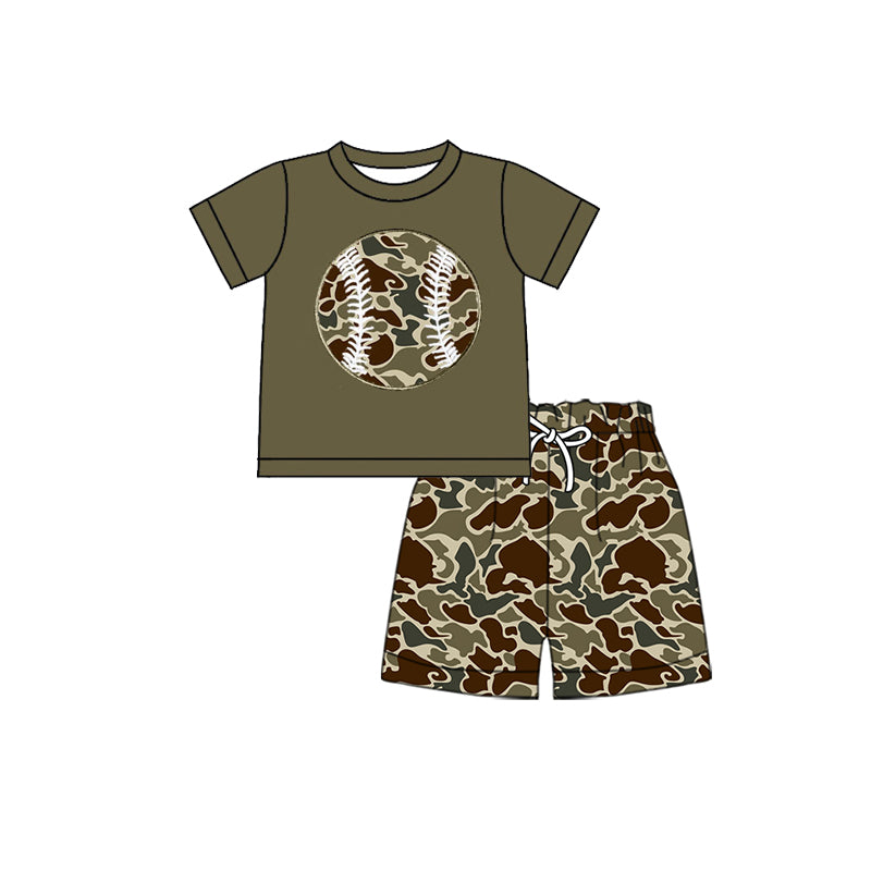 Baseball Camo shirt matching shorts boys summer outfit preorder