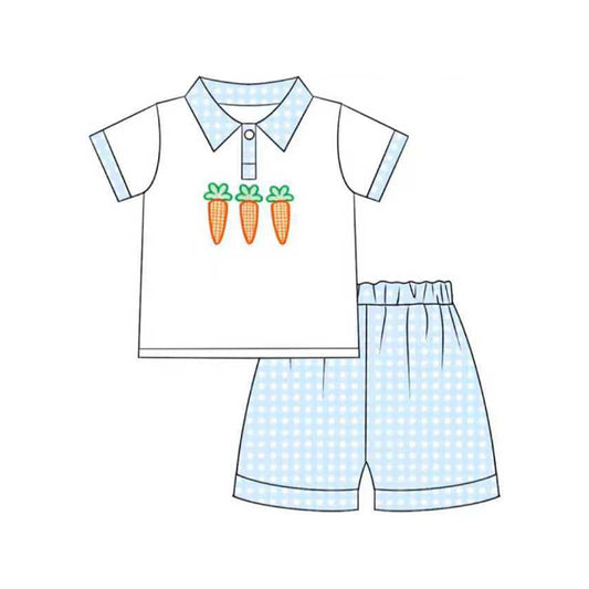 Easter carrot shirt matching shorts boys holiday outfit preorder