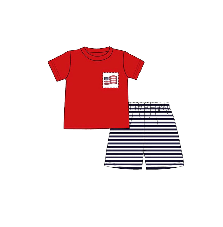 Red flag shirt matching shorts july 4th outfit preorder
