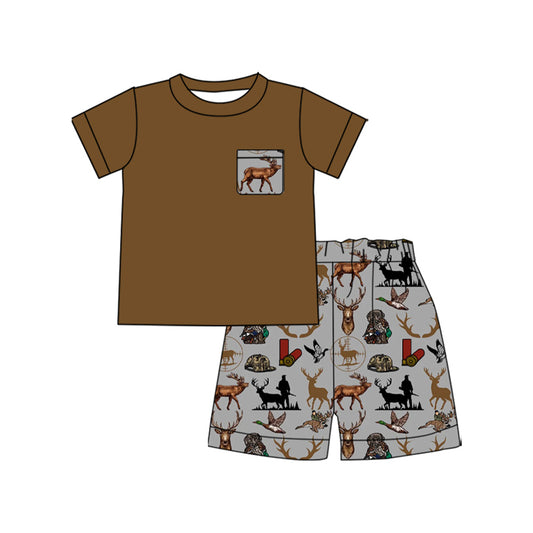 Deer duck shirt matching shorts boy outfit preorder