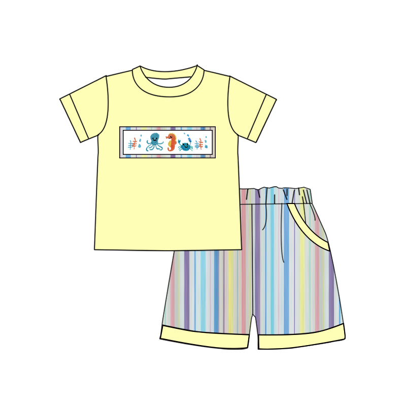 Sea animal octopus shirt matching shorts boys outfit preorder