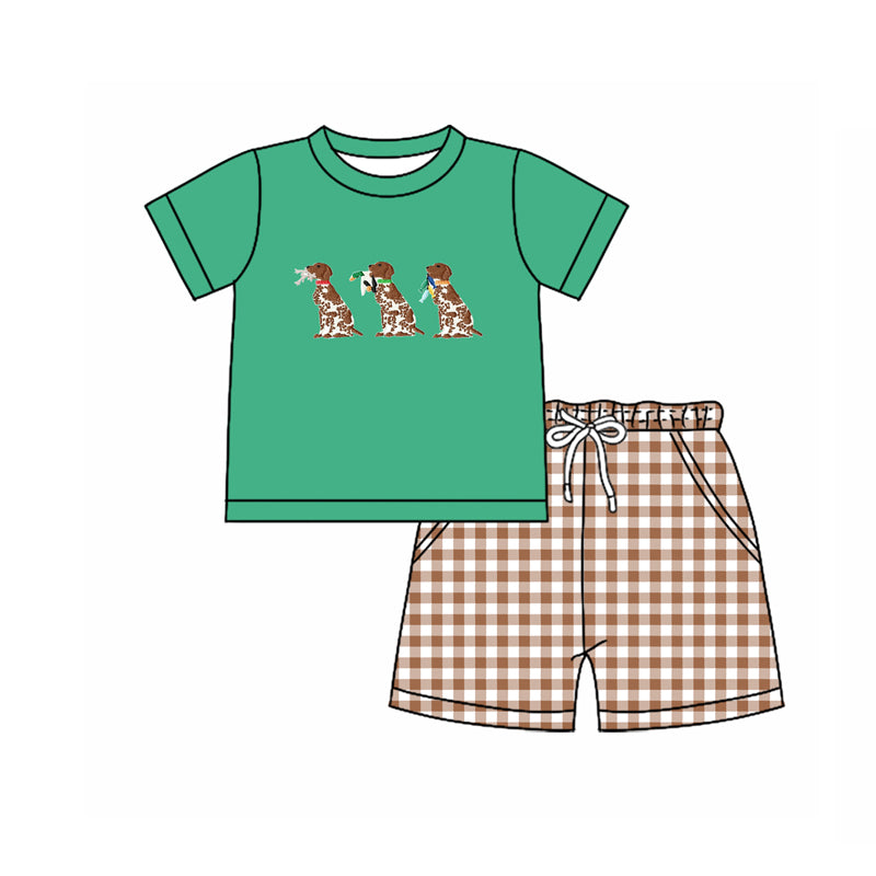 Hunting dog shirt matching shorts boys outfit preorder