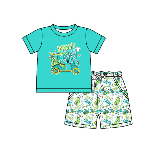 Daddys caddy golf design top matching shorts boy summer outfit preorder