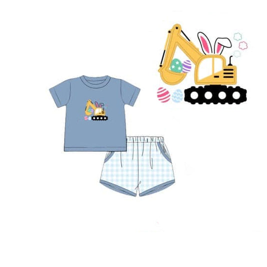 Easter construction design top matching shorts boy summer outfit preorder
