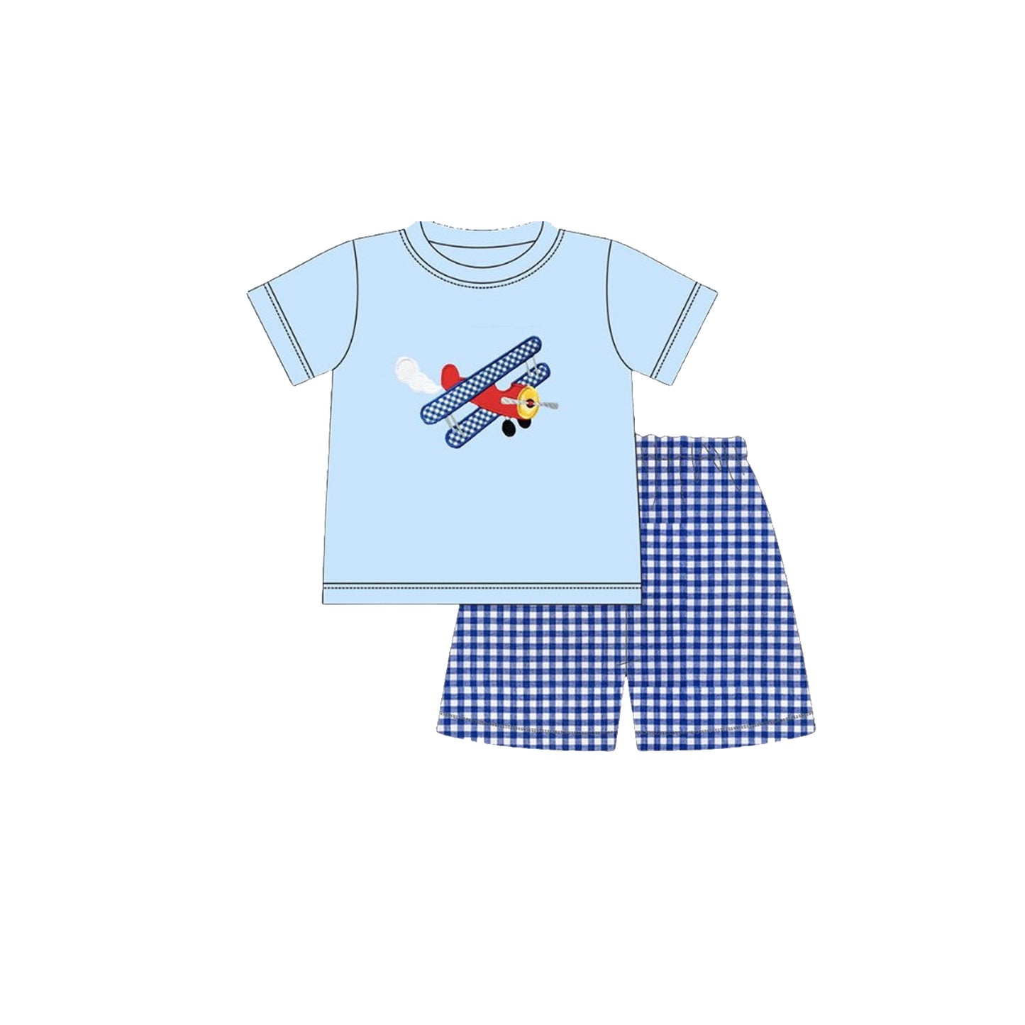Airplane top matching shorts boy summer outfit preorder