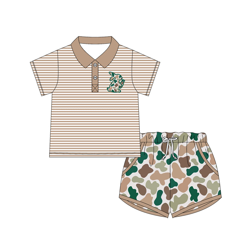 Camo rabbit top matching shorts boy summer outfit preorder