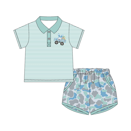 Easter camo truck top matching shorts boy summer outfit preorder