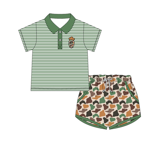 Easter camo carrot top matching shorts boy summer outfit preorder