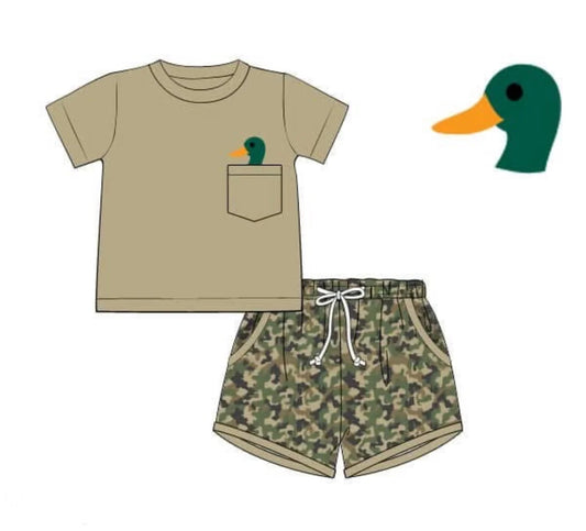 Mallard duck top matching shorts boy summer outfit preorder
