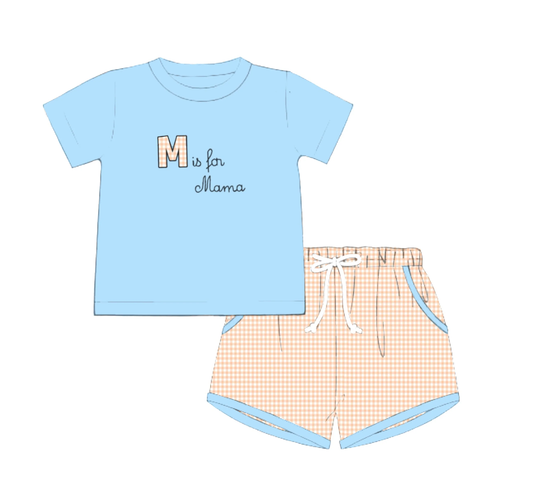 M is for drama top matching shorts boy summer outfit preorder