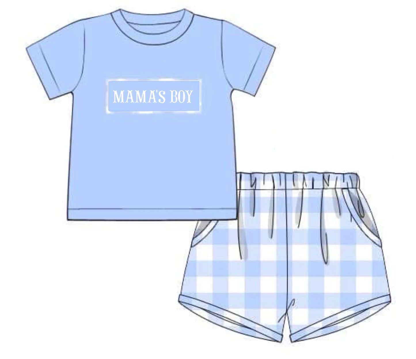 Mamas boy top matching shorts boy summer outfit preorder