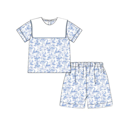 Easter bunny top matching shorts boy summer outfit preorder