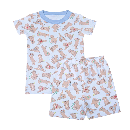 Cute dog top matching shorts boys summer outfit preorder