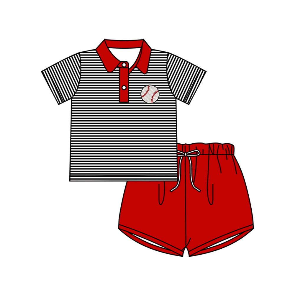 Baseball polo top matching shorts boys summer outfit preorder