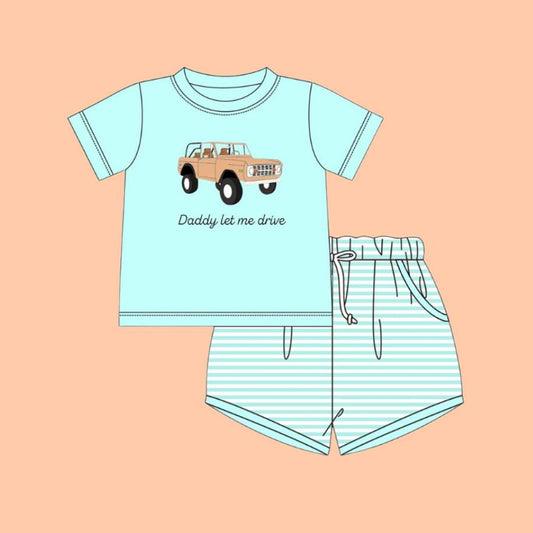 Daddy let me drive top matching shorts boys summer outfit preorder