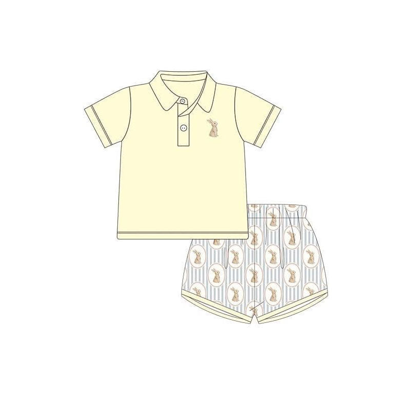 Easter bunny polo top matching shorts boys summer outfit preorder