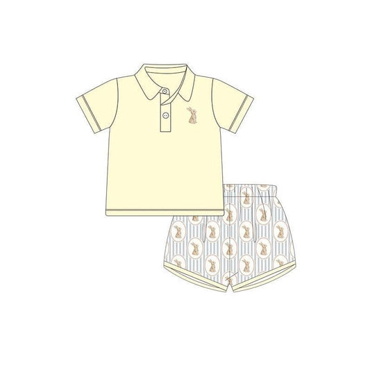 Easter bunny polo top matching shorts boys summer outfit preorder