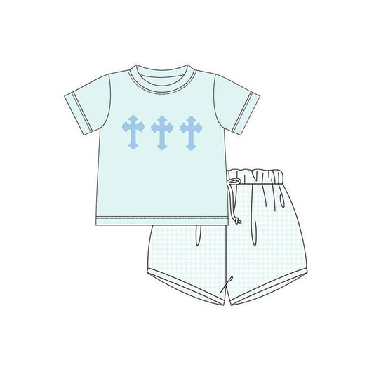 Easter cross top matching shorts boys summer outfit preorder