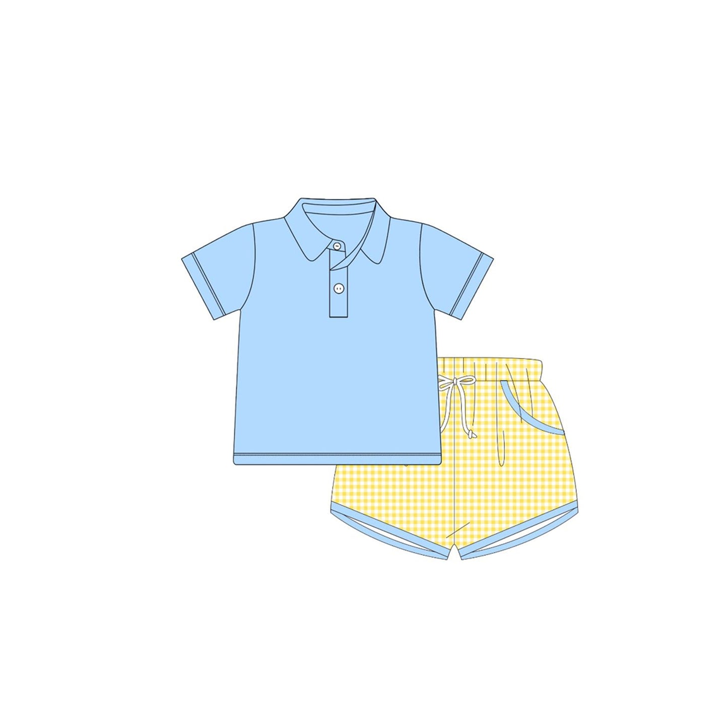 Blue top matching shorts boys summer outfit preorder