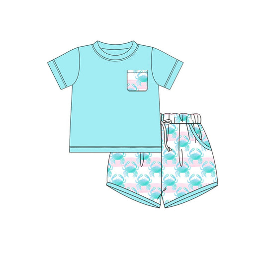 Crop pocket top matching shorts boys summer outfit preorder