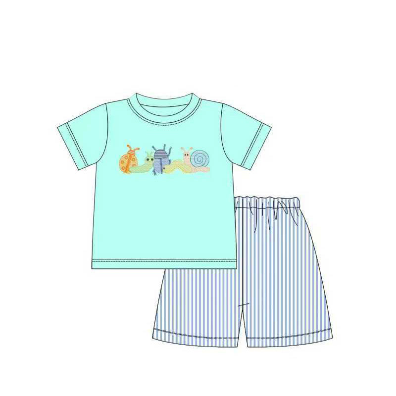 Snail top matching shorts boys summer outfit preorder