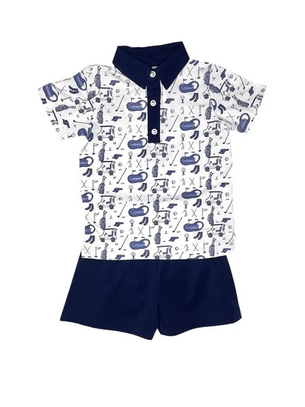 Golf polo top matching shorts boy summer outfit preorder